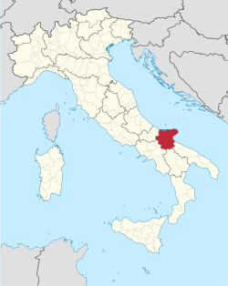 خريطة توضح موقع مقاطعة فودجا في إيطاليا