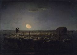 حظيرة الخراف، في ضوء القمر بريشة جان-فرانسوا ميليه. متحف والترز للفن.