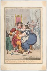 Cartoon of a fat George and canoodling an obese Lady Conyngham