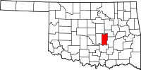 Map of Oklahoma highlighting سيمينول