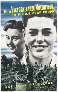 A recruitment poster for the Victory Farm Volunteers.