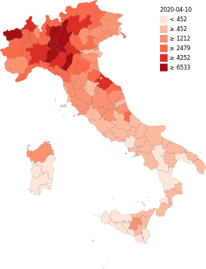 COVID-19 outbreak Italy per capita cases map.svg