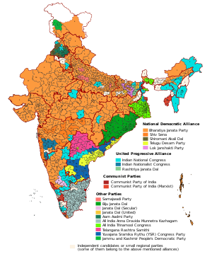 Indische Parlamentswahl 2014 Parteien.svg