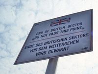 Road sign delimiting the British sector of occupation in Berlin, 1984