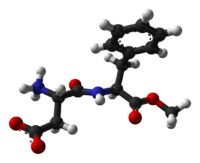 Ball-and-stick model of aspartame