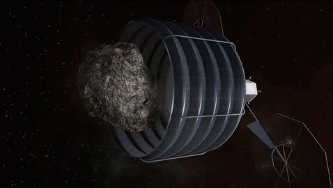 The 'Option A' was to deploy a container large enough to capture a free-flying asteroid up to 8 m (26 ft) in diameter.