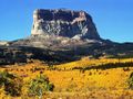 Autumn comes to Chief Mountain in Glacier National Park in Montana