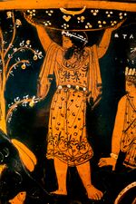 Vase painting of Atlas, holding up a disc