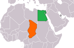 Map indicating locations of Egypt and Chad