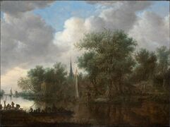 River Landscape with Boats and Cottages on the Bank (1648), oil on panel, 54 x 73.7 cm., Museum of Fine Arts, Boston