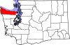 State map highlighting Clallam County