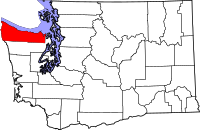 Map of Washington highlighting كلالام