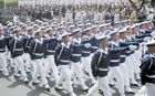 Moroccan sailors on parade during the Royal Armed Forces' 50th Anniversary.