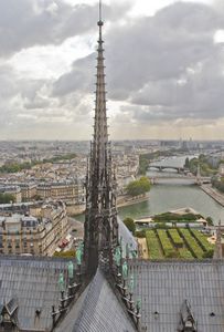Former Spire viewed from above Destroyed - Notre-Dame de Paris fire