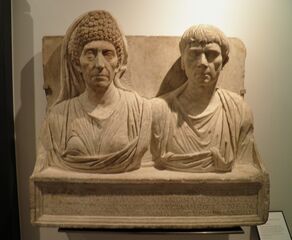 Tombstone, the doctor Claudius Agathemerus and his wife Myrtale, from Rome, about AD 100