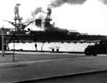 USS Nevada burning. Pearl Harbor