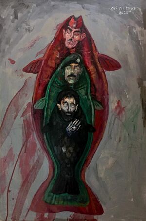 لوحة من مجموعة "انقلاب 14 تموز" لعلي آل تاجر