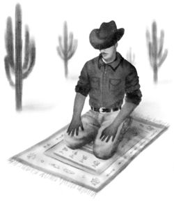 كاوبوي مسلم يصلي.