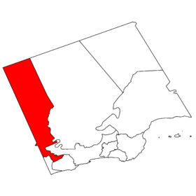 The wilayat of Al Mazyunah in the Dhofar Governorate in Oman filled in red.