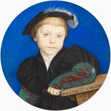 Henry Brandon, 2nd Duke of Suffolk, portrait miniature, 1541. Watercolour on vellum, Royal Collection, Windsor Castle.
