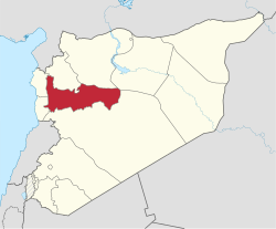 موقع محافظة حماة في سوريا.