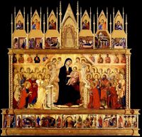لوحة الجلالة مع عشرين ملاكاً وتسعة عشر قديساً كاملة.