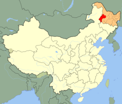 چيچيهار (بالأحمر) في خـِيْ‌لونگ‌جيانگ (بالبرتقالي).