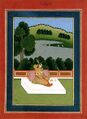 Murshidabad-style painting of a woman playing a rudra veena