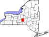 State map highlighting Cortland County