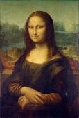 Mona Lisa, by Leonardo da Vinci, c. 1503 – 1506, perhaps continuing until circa 1517, oil on poplar panel, 77 cm × 53 cm, Louvre (Paris)