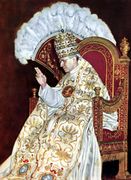 Pope Pius XII seated in the Sedia Gestatoria in 1939.