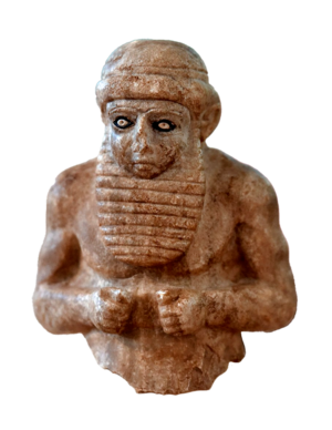 Priest-king from Uruk, Mesopotamia, Iraq, c. 3000 BCE. The Iraq Museum (transparent).png