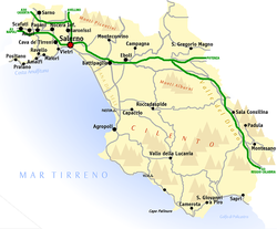 خريطة الطرق في مقاطعة سالرنو