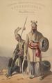 An example of a 19th-century lithograph depicting royal Afghan soldiers of the Durrani Empire in Afghanistan. (1847)