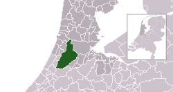 Highlighted position of Haarlemmermeer in a municipal map of North Holland