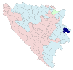 موقع سربنيتسا في جمهورية صرب البوسنة