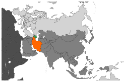 Map indicating locations of Azerbaijan and Iran