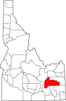 Map of Idaho highlighting بينغهام