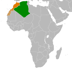 Map indicating locations of Algeria and Morocco