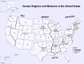 The U.S. Census Bureau regions and divisions, displaying an exclusive three-state definition of the Middle Atlantic