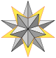 Great stellated dodecahedron (gray with yellow face).svg