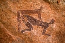 مشهد نكاح، من 7,000 ق.م.، في وادي جيرات. الفن الصخري بالجزائر.