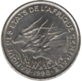 ظهر عملة معدنية فئة 50 فرنك، صدرت في 1998.