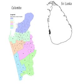 خريطة كولومبو بأحيائها الادارية