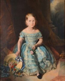 إيزبل، أميرة البرازيل الامبراطورية ترتدي قفازاً أزرق فاتح (1853).
