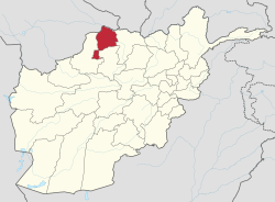خريطة أفغانستان موضح عليها ولاية جوزجان.