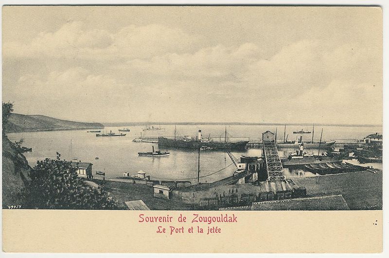 ملف:Zonguldak port and breakwater, Turkey Ottoman era postcard.jpg