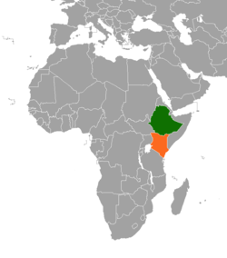 Map indicating locations of Ethiopia and Kenya