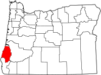 Map of Oregon highlighting كوس