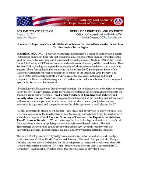 ملف:2022.08.12 BIS Press Release WA 2021 1758 Technologies Controls Rule.pdf